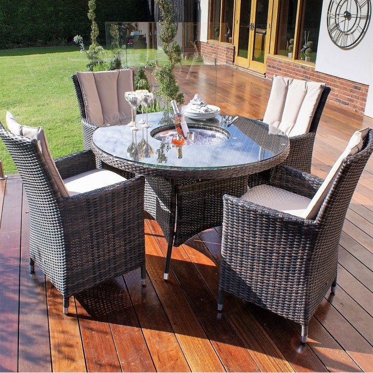 Outdoor dining table with ice bucket sale